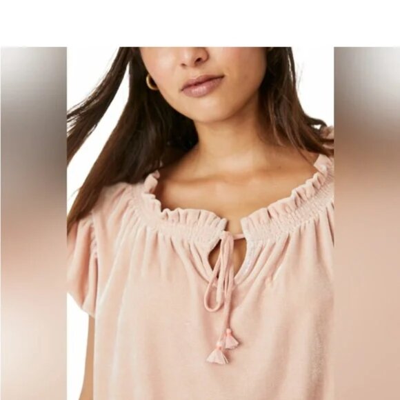 NWT Free People Terese Velour Crop Top - Pink Tint - Picture 4 of 12